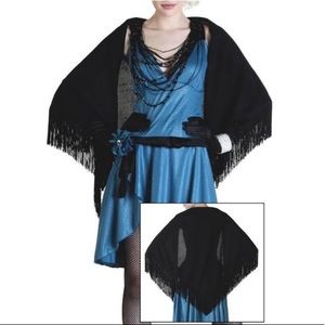 Black Lace Fringe Shawl